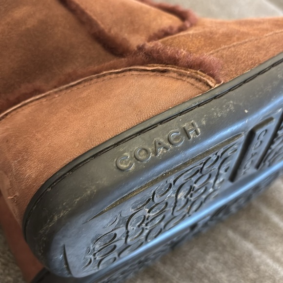 Coach Mid Winter Suede Sheepskin Pull On Brown Boots Size 10 - Picture 7 of 15